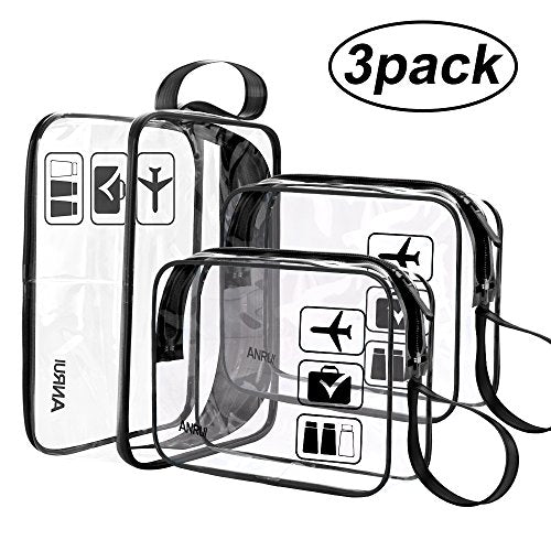 PACKISM Clear Toiletry Bag 3 Pack TSA Approved Toiletry Bag Quart