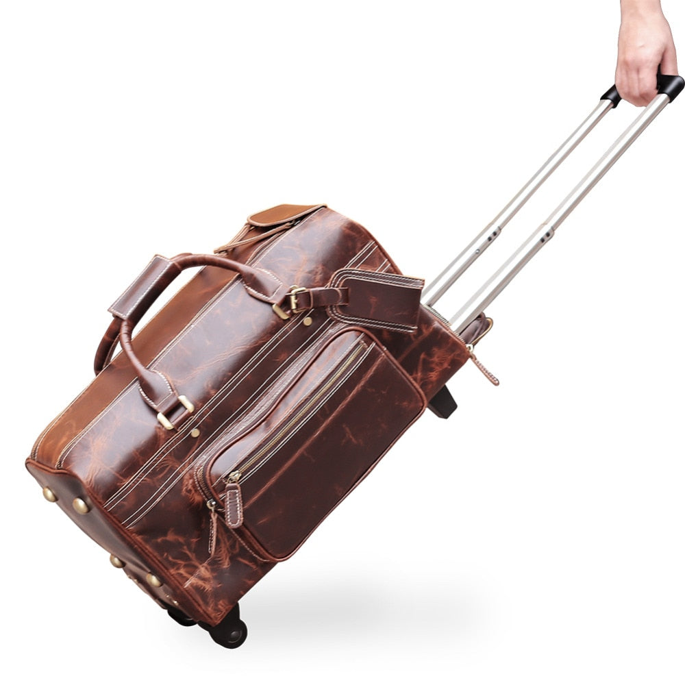Real Luxury Leather Duffle Bags For Business Carryon Luggage