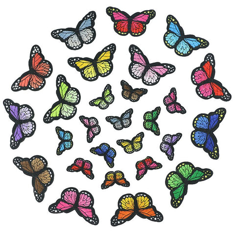 1 Piece Butterfly Sequin Chenille Embroidery Patches Alphabet Iron On