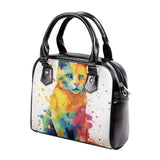 Cat Print  PU Shoulder Handbag