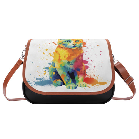 Cat Print  Classic Leather Shoulder bag