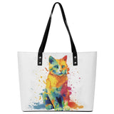 Cat Print  Womens PU Leather Handbag