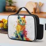 Cat Print  Detachable Leather Lunch Bag