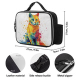 Cat Print  Detachable Leather Lunch Bag