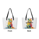 Cat Print  Womens PU Leather Handbag