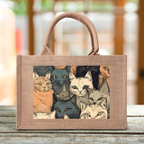 Cat Print  Custom Reusable Jute Burlap Tote Bags