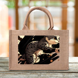 Cat Print  Custom Reusable Jute Burlap Tote Bags