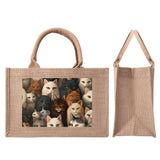 Cat Print  Custom Reusable Jute Burlap Tote Bags