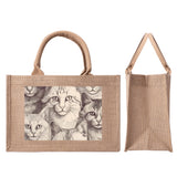 Cat Print  Custom Reusable Jute Burlap Tote Bags