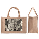 Cat Print  Custom Reusable Jute Burlap Tote Bags