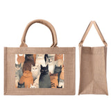 Cat Print  Custom Reusable Jute Burlap Tote Bags