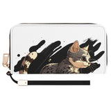 Cat Print  Leather Zipper Wristlet Wallet