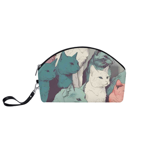 Cat Print  Curved Cosmetic Bag