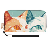 Cat Print  Leather Zipper Wristlet Wallet