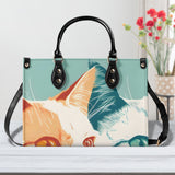 Cat Print  New Version-Luxury Women PU Leather Handbag