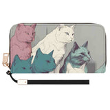 Cat Print  Leather Zipper Wristlet Wallet