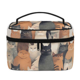 Cat Print  All-Over Print Leather Cosmetic Bag