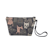 Cat Print  Zipper Sling Make Up Bag