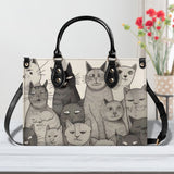 Cat Print  New Version-Luxury Women PU Leather Handbag