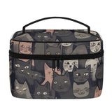 Cat Print  All-Over Print Leather Cosmetic Bag