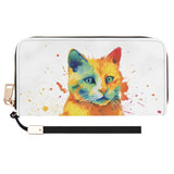 Cat Print  Leather Zipper Wristlet Wallet