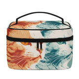 Cat Print  All-Over Print Leather Cosmetic Bag