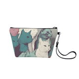 Cat Print  Zipper Sling Make Up Bag