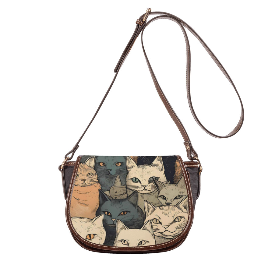 Cat Print  Saddle Bag