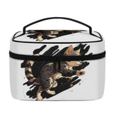 Cat Print  All-Over Print Leather Cosmetic Bag