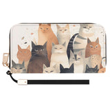 Cat Print  Leather Zipper Wristlet Wallet