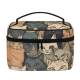 Cat Print  All-Over Print Leather Cosmetic Bag