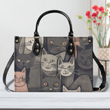 Cat Print  New Version-Luxury Women PU Leather Handbag