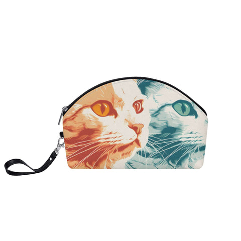 Cat Print  Curved Cosmetic Bag