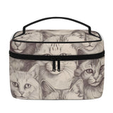 Cat Print  All-Over Print Leather Cosmetic Bag