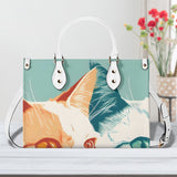 Cat Print  New Version-Luxury Women PU Leather Handbag