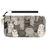 Cat Print  Leather Zipper Wristlet Wallet