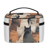 Cat Print  All-Over Print Leather Cosmetic Bag