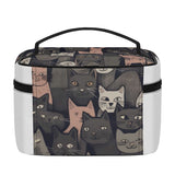 Cat Print  All-Over Print Leather Cosmetic Bag