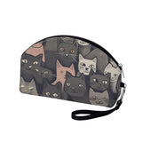 Cat Print  Curved Cosmetic Bag