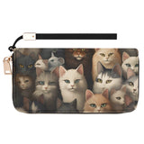 Cat Print  Leather Zipper Wristlet Wallet