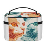 Cat Print  All-Over Print Leather Cosmetic Bag