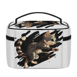 Cat Print  All-Over Print Leather Cosmetic Bag