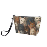 Cat Print  Zipper Sling Make Up Bag