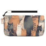 Cat Print  Leather Zipper Wristlet Wallet