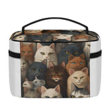 Cat Print  All-Over Print Leather Cosmetic Bag