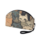 Cat Print  Curved Cosmetic Bag