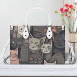 Cat Print  New Version-Luxury Women PU Leather Handbag