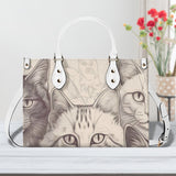 Cat Print  New Version-Luxury Women PU Leather Handbag