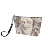 Cat Print  Zipper Sling Make Up Bag