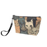 Cat Print  Zipper Sling Make Up Bag